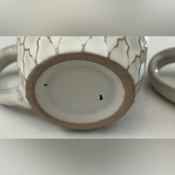Espresso Demi tasse coffee cup Set of Two Gray Patterned ceramic cups - Picture 5 of 10